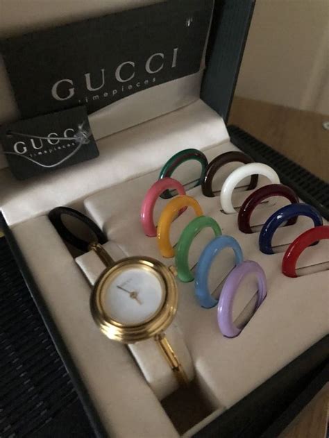 gucci gold bangle bezel watch|gucci interchangeable bezel.